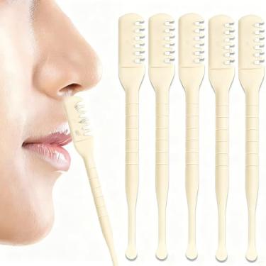 Imagem de Cortador de pelos do nariz 2 em 1 e coletor de orelha, ferramenta de remoção de pelos de narina dupla face com lâmina rotativa de 360°, aparador nasal manual portátil para homens e mulheres, 5 peças