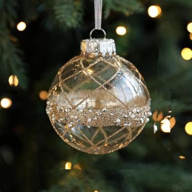 Imagem de Bolas redondas transparentes de plástico vazado para decoração de Natal