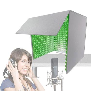 Imagem de JYXYXSCP Estúdio de gravação portátil, gabinete à prova de som, cabine de isolamento DIY para microfones (verde)