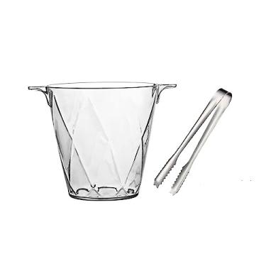 Imagem de VHDY85KA Baldes de gelo de acrílico transparente 1,5 litro balde de gelo para 1 garrafa de vinho ou champanhe balde de gelo com pinça de gelo bar balde de gelo