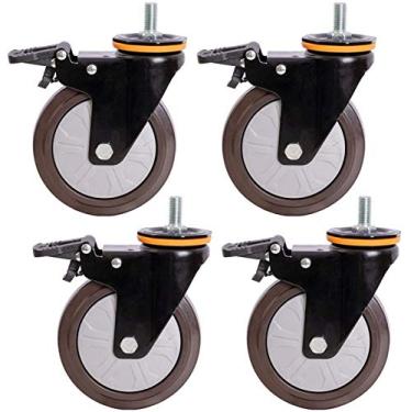 Imagem de Rodas de rodízio resistentes - 4 peças de rodízios de placa giratória de borracha para móveis, carrinhos e transporte industrial - Rodas de substituição duráveis para mobilidade suave