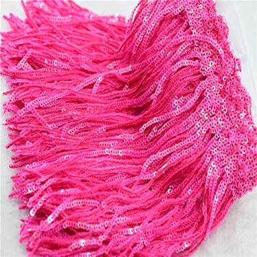 Imagem de 17cm Laser Tassel Fringe guarnição tecidos de renda para mostrar roupas artesanato fazendo decoração de saia de vestido, rosa rosa AB, 5 jardas