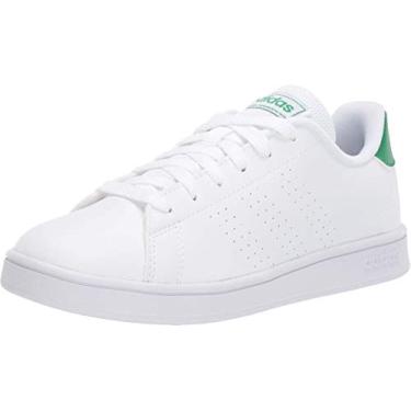 Imagem de adidas Sapato de tênis feminino Advantage, Calçado branco/verde/cinza dois, 12 Little Kid