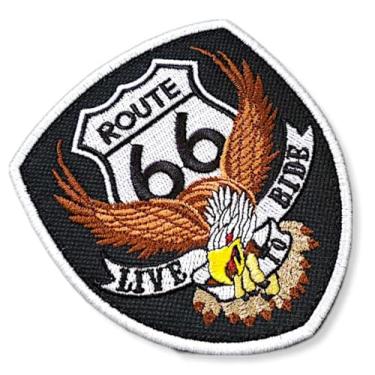 Imagem de MOT267T 01 EUA Rota 66 Águia Live To Ride Patch Bordado Para Colete Moto Clube
