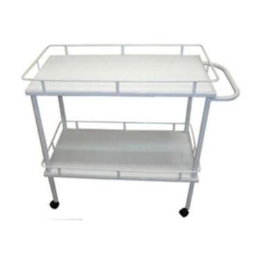 Imagem de Carro Curativo Hospitalar Esmaltado Mesa Auxiliar Com Rodízios - Metal