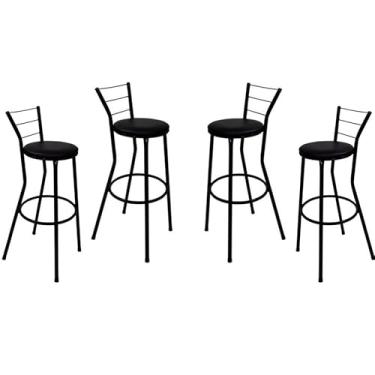 Imagem de Jogo 4 Banquetas Banco Alto Para Bancada Balcão (Preto)