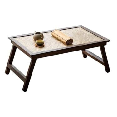 Imagem de Mesa de centro dobrável estilo retrô, mesa de centro baixa, varanda, mesa de chá de madeira maciça, mesa para uso doméstico, sala de estar, mesa lateral