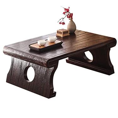Imagem de Mesas de centro mesa baixa móveis retro janela salediça antiga sala de estar zen casa mesa pequena varanda mesa tatami (castanho 60 × 40 × 30 cm)
