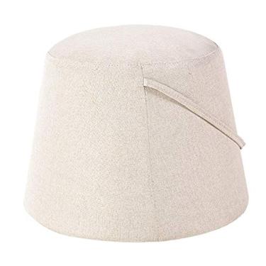 Imagem de Banqueta para pés, banqueta otomana de plástico otomano banco redondo doméstico banco de maquiagem banco de sapato cesto de lixo sala de estar, 7 cores (cor: rosa, tamanho: 34,5 x 45 cm) (Wh