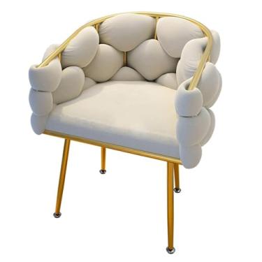 Imagem de Cadeira de escritório ergonômica de veludo com estofada e chique cadeira de escritório com moldura metálica dourada