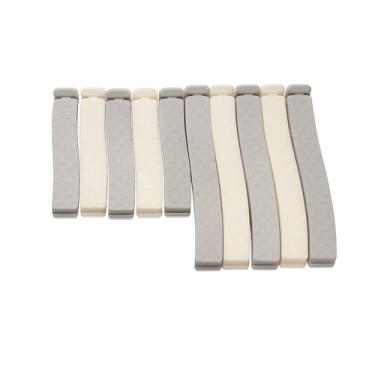 Imagem de Kit Com 5 Prendedores Para Embalagem Rattan 11x1,5cm + 5 Prendedores 7,5x1,5cm, Plástico, Cinza e Branco, Lacres Para Sacolas, Festas, Casamento, Decoração