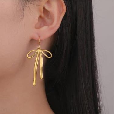 Imagem de Brincos de laço femininos com pingente de pérola na moda, presente de dia dos namorados, presentes de amizade