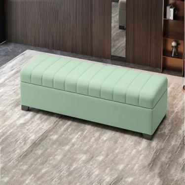 Imagem de Banco de armazenamento moderno para sala de estar com almofada, banco para quarto na extremidade da cama, banco de entrada com armazenamento, banco para entrada da porta da frente, banco de sapatos