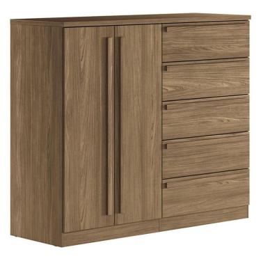 Imagem de Comoda 2 Portas 5 Gavetas Malaga Gold Jatobá Acetinado - Santos Andirá