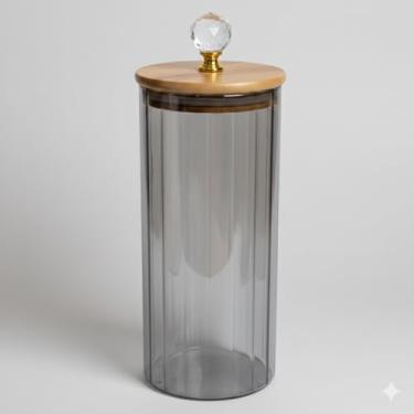 Imagem de Pote Hermético de vidro com Tampa de Bambu Cristal 1050ml Armazenamento de alimentos Cozinha Organizador