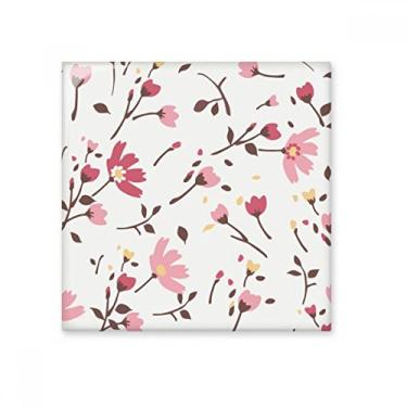 Imagem de Calliopsis Adesivo brilhante de azulejo de cerâmica com folhas de flor rosa