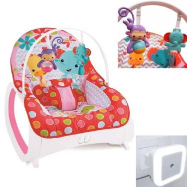 Imagem de Cadeira Descanço P/ Bebê Vermelho C/ Luminária Baby Sensor - Color Bab