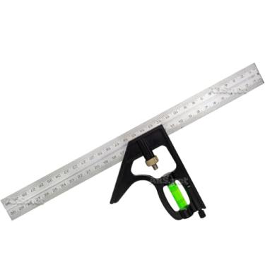 Imagem de Esquadro Combinado Ajustável Inox C/Nível Régua 12pol 300mm