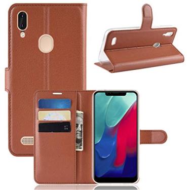 Imagem de LEAGOO M11 Capa, carteira flip de couro PU premium com compartimento para cartão, suporte e fecho magnético [capa interior à prova de choque de TPU] Compatível com LEAGOO M11