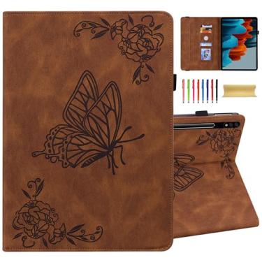 Imagem de Dteck Capa para Samsung Galaxy Tab S9 FE 27.7 cm/S9/S8/S7 27.9 cm, Padrão Borboleta Slim Stand Shell Slots para Cartões, Capa Carteira de Couro PU Capa Protetora à Prova de Choque com Suporte de Lápis