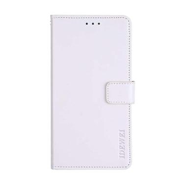 Imagem de Capa compatível com infinix Smart 6 Plus, capa de design carteira com compartimento para cartão, cor sólida clássica. Capa de proteção suportável - branca