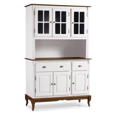 Imagem de Cristaleira Arca e Oratório 6 Portas 2 Gavetas Hannover 60804 - Branco/Imbuia Glazer