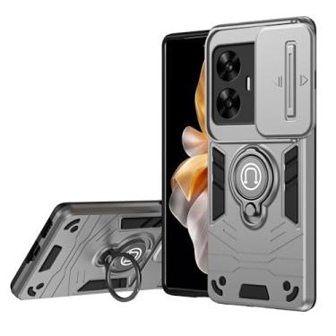 Imagem de Rfvzubemok Capa compatível com Realme C55 4G, compatível com Realme Narzo N55 4G Bracket Shell, proteção da lente da câmera, suporte para carro, 2 em 1, capa de telefone antiqueda branca