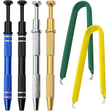 Imagem de 6 peças, ferramenta de coleta e extração de 4 garras, CNYMANY de aço inoxidável, piercing de bola, joalheiro, pegador de pérolas, isolado, extrator de chip IC, pequeno objeto, componente eletrônico,
