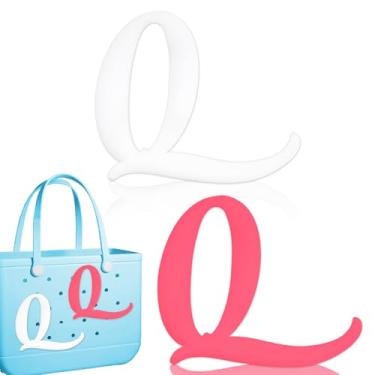 Imagem de Blinket Berloques decorativos com letras do alfabeto compatíveis com bolsa Bogg | Berloques compatíveis com a bolsa Bogg - Letras 3D brancas e rosa, acessórios elegantes do alfabeto, inclui letras