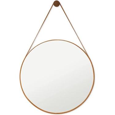 Imagem de Espelho decorativo redondo 50cm com moldura e alça em material sintéti