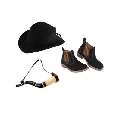 Imagem de Kit Cowboy Infantil Chapéu Country + Berrante + Botina Couro - DRC, 29