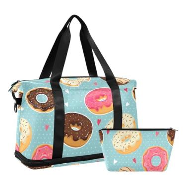 Imagem de Cute Dogs Bones Big Duffle Bags for Travel Expansível Gym Duffle Bag for Men Women Weekend Bag, Donuts, One Size