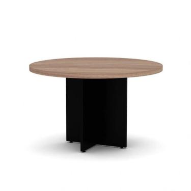 Imagem de Mesa De Reunião Para Escritório Redonda 120Cm Pe40 Pandin Móveis Noce Naturalle Com Preto