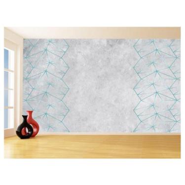 Imagem de Papel De Parede Concreto Linhas Azul Turquesa 3,5M Kkt289 - Você Decor