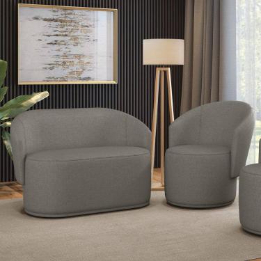 Imagem de Sofá Namoradeira e Poltrona Orgânica para Sala Malu Linho M11 - D`Rossi