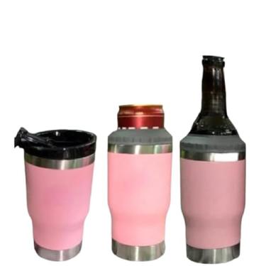 Imagem de Copo Térmico Porta Lata Garrafa Long Neck Copo Abridor (Rosa)