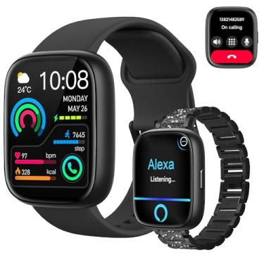 Imagem de SmartWatch, relogio smartwatch com Ecrã tátil e Alexa, à prova d'água IP68, relogio smartwatch feminino e masculino, com modo esportivo e recebimento de notificações