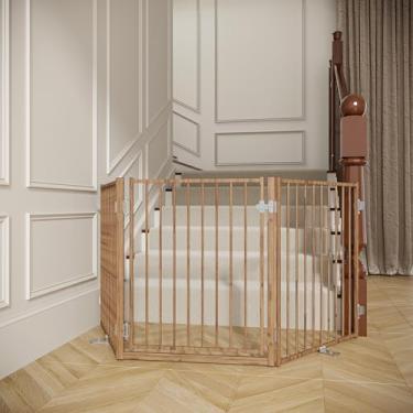 Imagem de No Pawblems Portão livre para cães com porta, cerca dobrável para cães de 76 cm de altura para ambientes internos e externos, portão extra largo para filhotes de até 188 cm para escadas, corredores