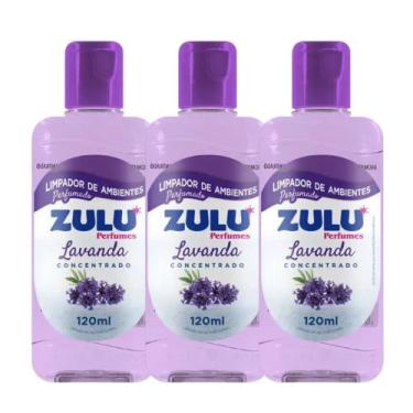 Imagem de Kit 3 Limpador Perfumado de Ambientes Concentrado Lavanda Zulu 120ml -