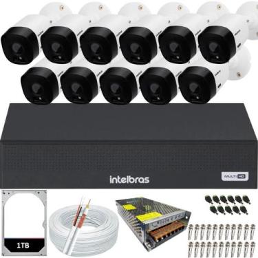 Imagem de Kit 11 Câmeras Intelbras Multi Hd 1120b Dvr 16 Canais Hd 1TB