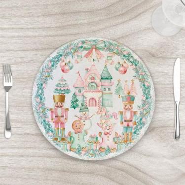 Imagem de Sousplat 35cm Natal Color Candy com base MDF - Kit com 4 - Casa Mesa B