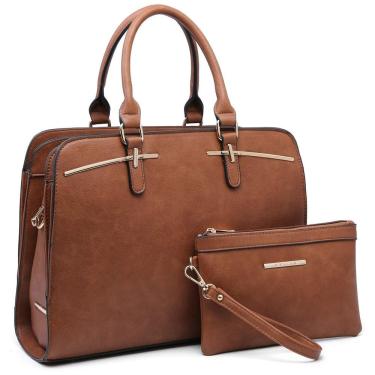 Imagem de Bolsa Feminina de Ombro com Carteira Combinado, DASEIN DH XL 18 8043 BRN, Marrom