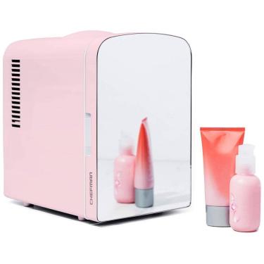Imagem de Mini Geladeira para Skincare 4 Litros com Espelho, 12V, 110V, CHEFMAN, Rosa