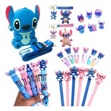 Imagem de Kit Papelaria Fofa Stitch Criativo Escolar Bolsinha Infantil - Shop da