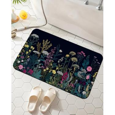 Imagem de Tapete de banho de ervas daninhas, ervas e flores silvestres, tapete de banheiro absorvente para banheiro, banheira, quarto, sala de estar, 43 x 74 cm