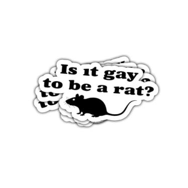 Imagem de Adesivo de vinil com citações engraçadas de roedores "Is It Gay to Be a Rat", para amantes de ratos, donos de animais LGBTQ+, fãs de animais exóticos, laptop, hidroflask, caderno, carro, diário, álbum