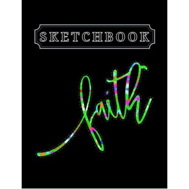 Imagem de Sketchbook: Christian Faith Green Floral Pattern 8.5in x 11in Christmas Sketchbook Large Size High Quality Matte Soft Cover