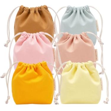 Imagem de Yingkor Pequenos sacos de cordão de lona de algodão, azul verde cinza pastel, lembrancinha de casamento com tema de praia, sacolas de presente, sacos de tecido de malha, sacos de produtos