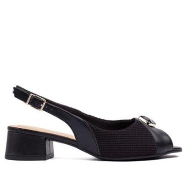 Imagem de Sapato Feminino Comfortflex Slingback Salto Baixo Preto-Feminino