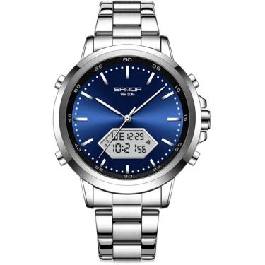 Imagem de Relógio De Pulso Esportivo Masculino Quartzo Anadigi 5atm Prata